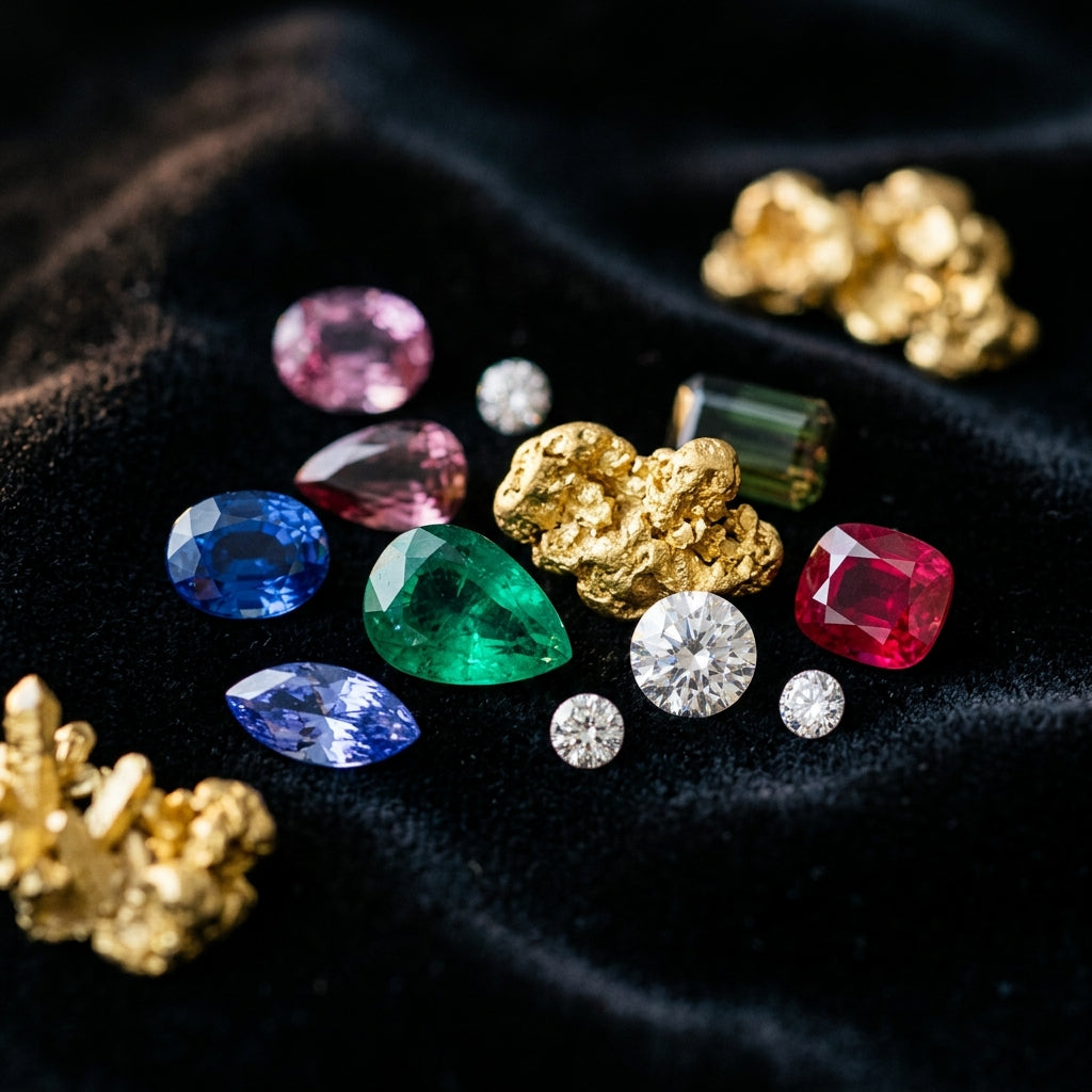 Precious gemstones and gold